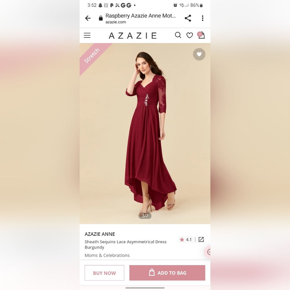 Azazie Burgundy Size 22 Dress NWT
